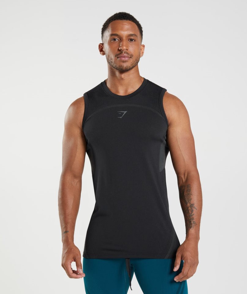 Men\'s Gymshark 315 Seamless Tanks Black | NZ 4SBTIF